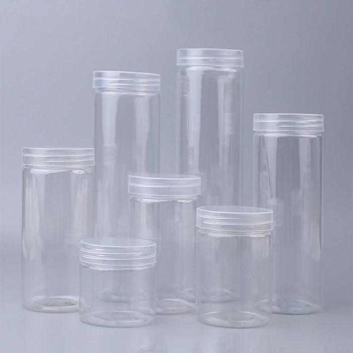 30 Clear Food-Grade PET Storage Jars with Lids – Assorted Sizes