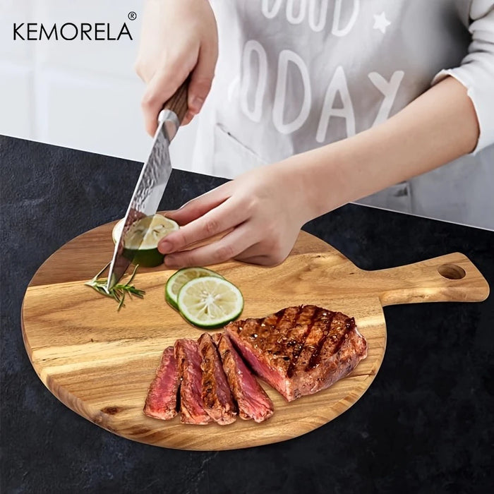 Acacia Wood Cutting Board with Handle — Wooden Chopping & Serving Board