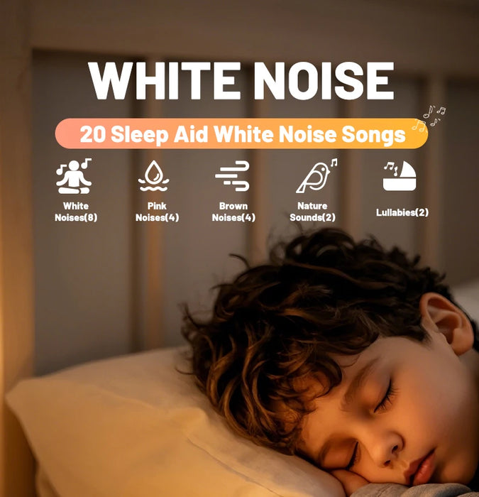 Mini Rabbit White Noise Machine & LED Night Light — 20 Soothing Sounds, USB‑C Rechargeable Silicone Sleep Aid