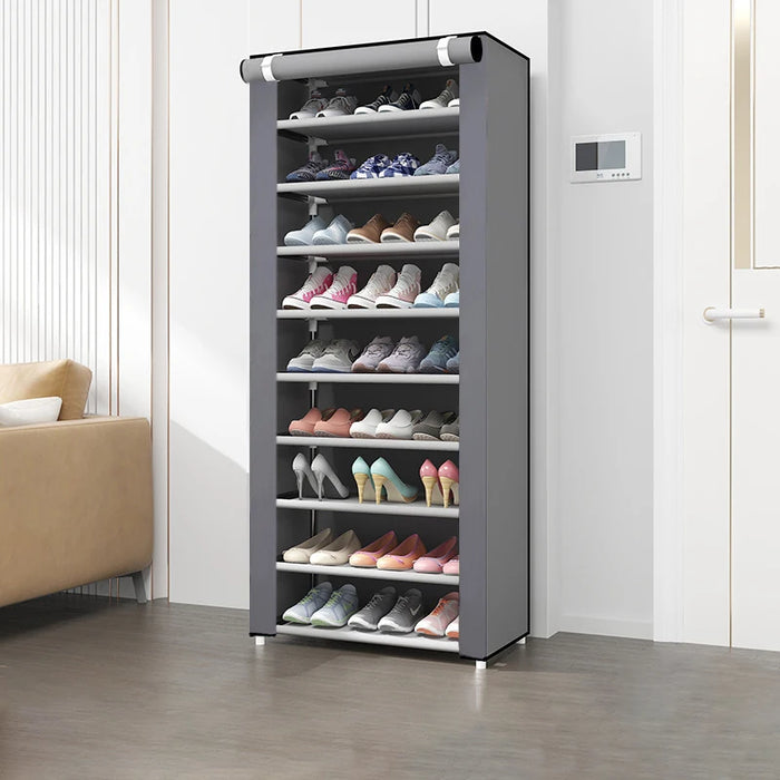 6–10 Tier Multi‑Layer Shoe Cabinet with Dust‑Proof Rolling Shutter — Space‑Saving, Easy Assembly