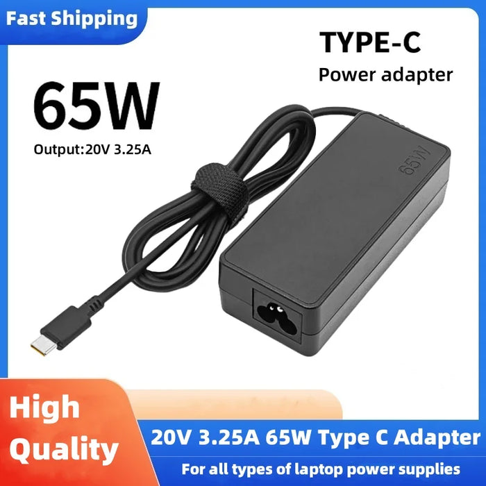 65W USB‑C Laptop Charger (20V 3.25A) – Compatible with Lenovo ThinkPad X1, Yoga & more