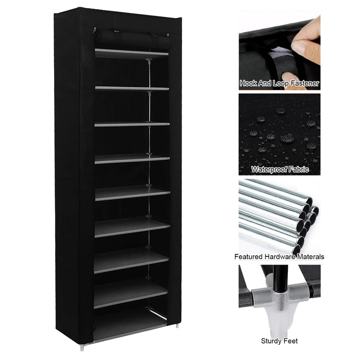 Adjustable 9-Compartment Shoe Cabinet 60 x 30 x 155cm – Dust-proof Multi-layer