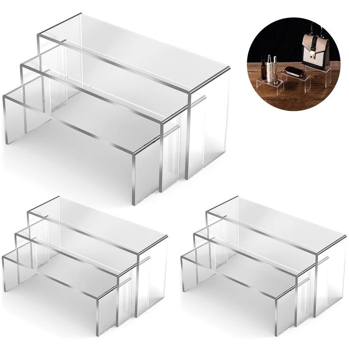 Acrylic U-Shape Display Stands — Set of 3/6/9 (Clear, White, Black, Red) — Cupcake, Dessert & Jewellery Risers