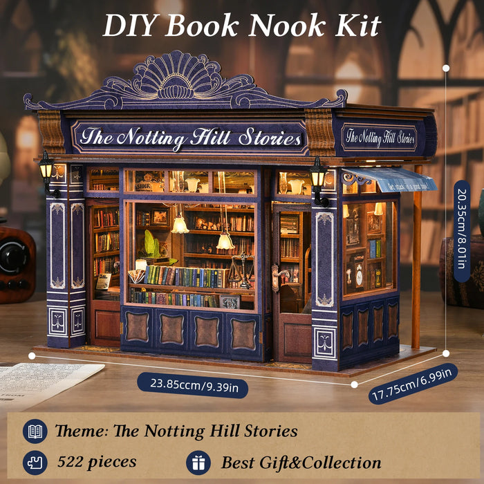 Notting Hill Book Nook 3D Wooden Puzzle DIY Bookstore Bookend Dollhouse Model