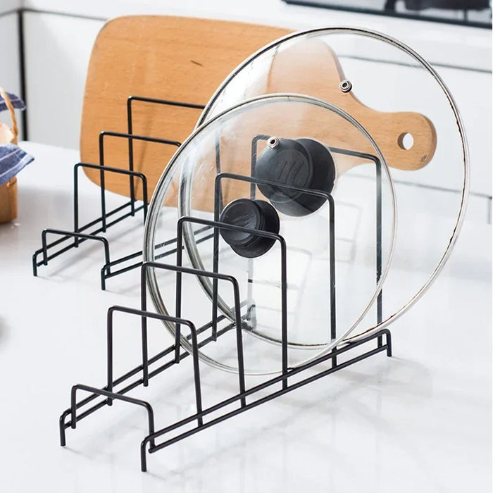 Iron Art Multi-Layer Kitchen Rack — Space-Saving Cutting Board & Lid Organiser