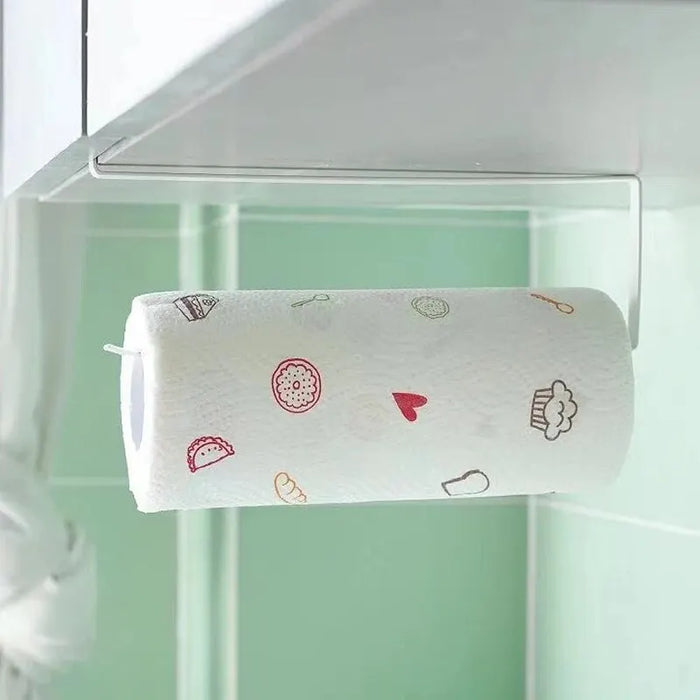 Under-Cabinet Paper Roll Holder – No‑Drill Towel & Cling Film Rack (White/Black)
