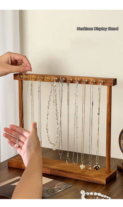 Solid Wood Jewellery Display Stand – Countertop Necklace & Bracelet Rack