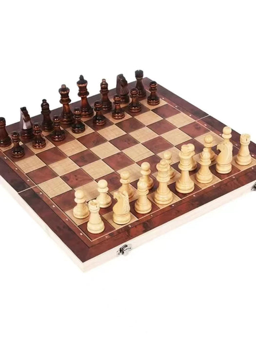 3-in-1 Board Game Set – Chess, Checkers & Backgammon with Dice