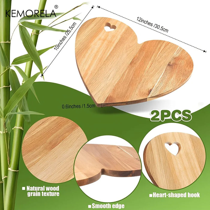 Heart-Shaped Acacia Wood Cutting Board – Bread & Cheese Platter (1 or 2 pcs)