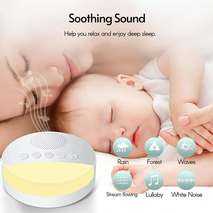 USB Rechargeable Baby White Noise Machine with Night Light & Sleep Timer