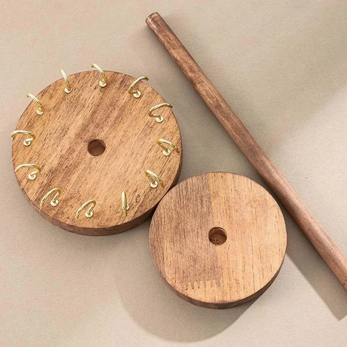 Wooden Jewellery Organiser Tower — 12 or 18 Golden Hooks, Round Base