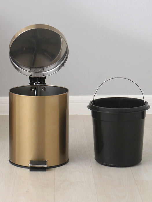 Modern 5L Stainless Steel Foot Pedal Bin — Champagne Gold