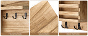Rustic Wood Wall Mail Organiser with Key Hooks and Floating Shelf