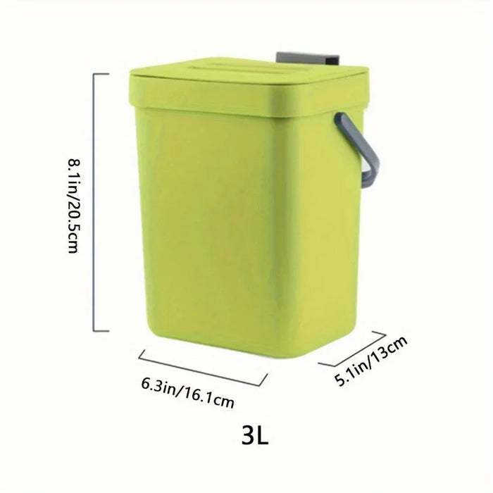 Kitchen Food Waste Bin — Small Countertop Compost Caddy with Lid, Wall-Mountable (3L & 5L)
