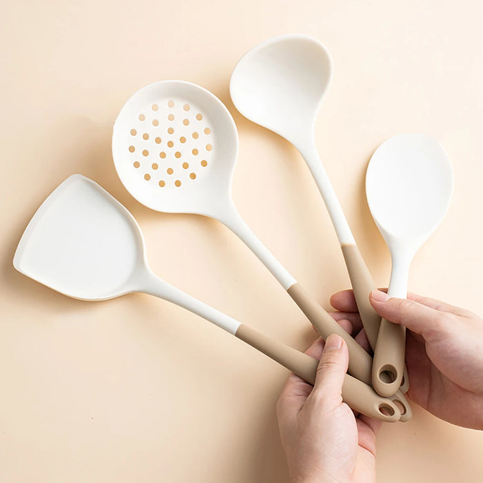 4-piece Silicone Kitchen Utensil Set — Pot Shovel, Slotted Spoon, Soup Spoon & Ladle