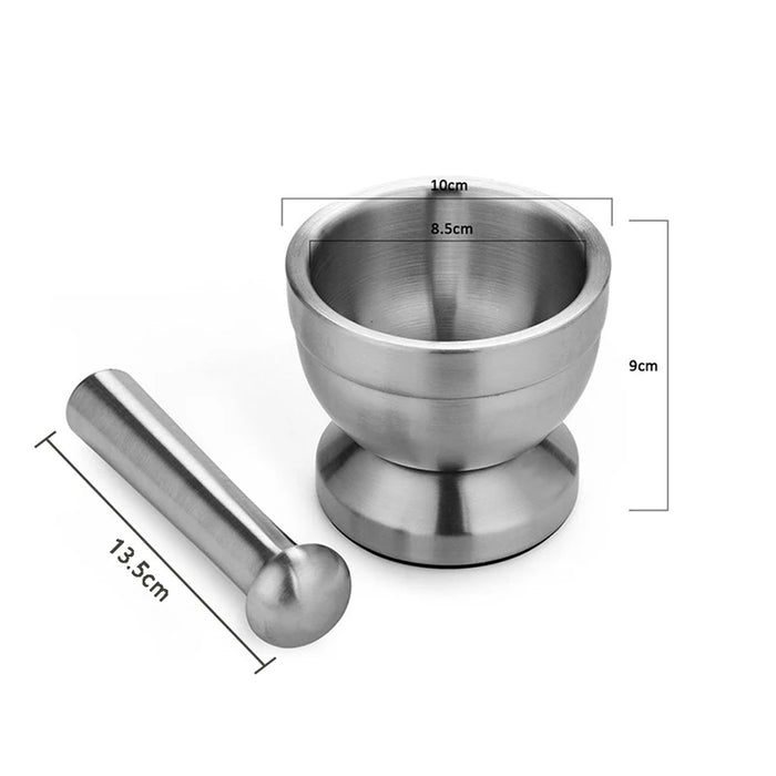 Stainless Steel Mortar and Pestle Set — Garlic & Spice Grinder (2-piece)