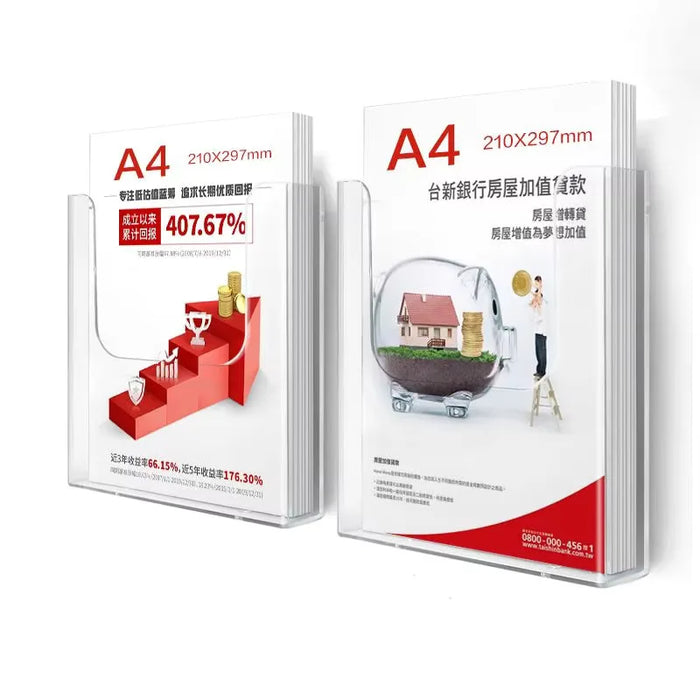 Clear Acrylic Wall-Mount Brochure Holder — Fits A4 & A5
