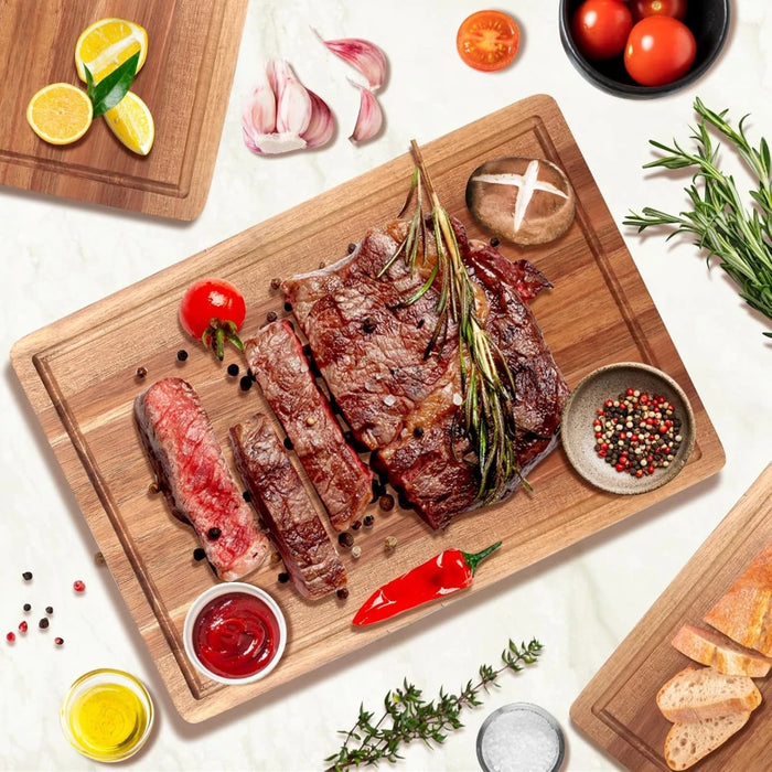 Wooden Double‑Sided Cutting Board — Rectangle, M & L — Charcuterie, Pizza & Bread Serving Board