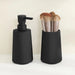 2-Piece Bathroom Set – Soap Dispenser & Toothbrush Holder, Striped Black