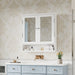 Double‑Door Wall‑Mounted Mirror Cabinet with Open Shelves, 56 x 13 x 58cm, White