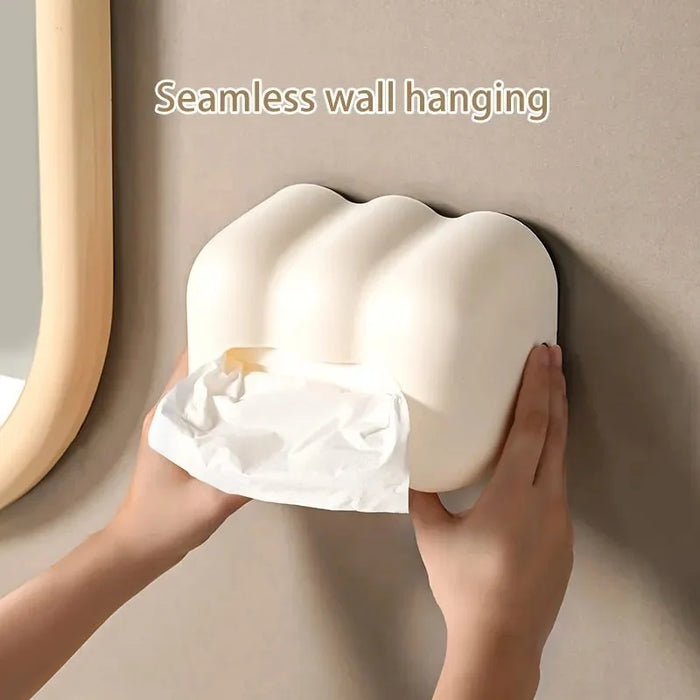Cloud Tissue Box Holder — Wall-Mount Napkin & Paper Towel Organiser, Cream (PP)