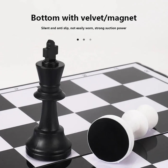 Folding Magnetic Chess & Checkers — 4 Sizes, Plastic HIPS, Teaching Book
