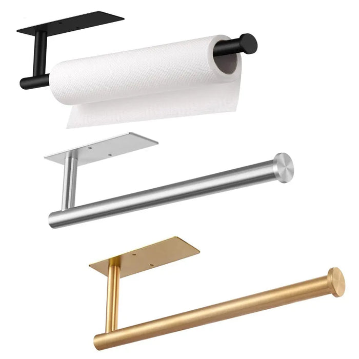 Stainless Steel Punch-Free Paper Towel Holder – Under-Cabinet Roll & Film Dispenser