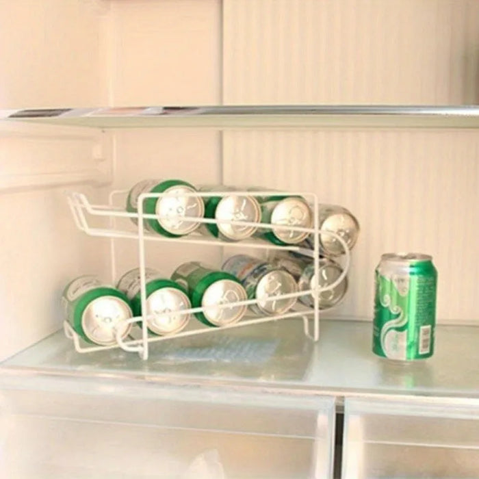 Double-Layer Metal Can Rack — 10-Can Fridge & Pantry Organiser, 35 x 15 x 19cm