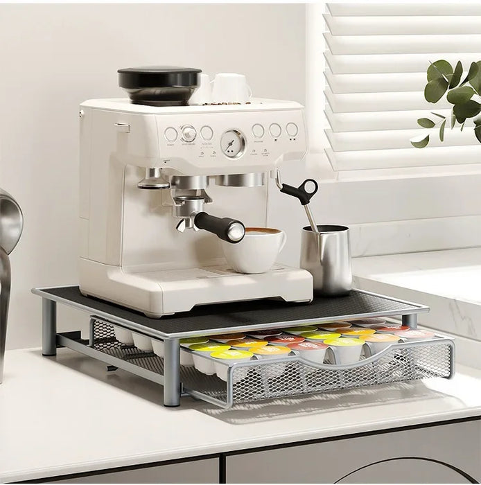 Metal Coffee Capsule Drawer Rack – 36-Capsule Desktop Storage Shelf