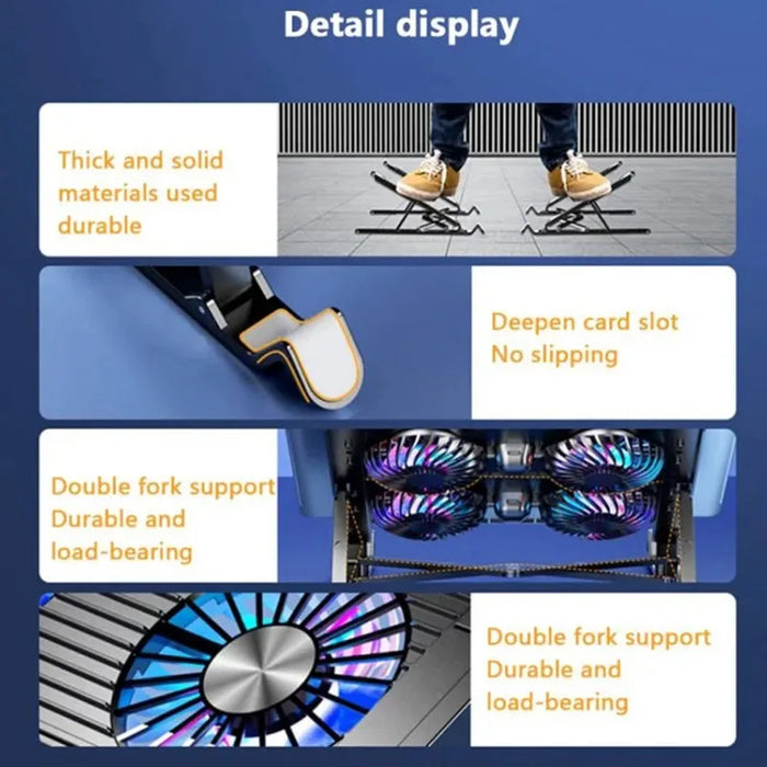 Foldable Laptop Cooling Pad — Adjustable Stand for 13–17.3-inch, 4 Fans