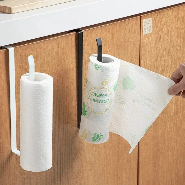 No-drill Cabinet Hanger Paper Towel & Toilet Roll Holder – Iron Wall/Cabinet Storage