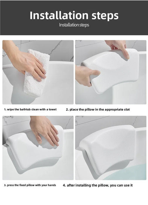 Spa Neck Bath Pillow with Suction Cups — Waterproof Polyurethane Headrest