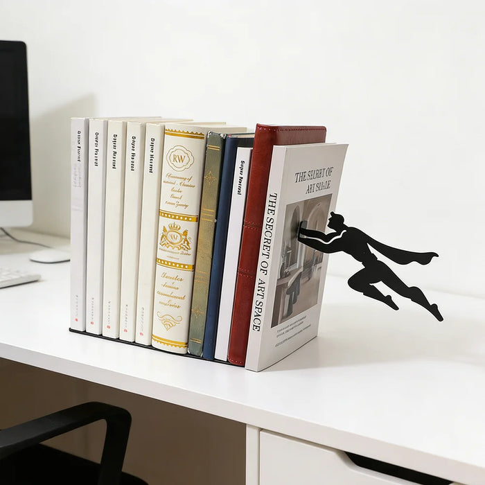 Superhero Metal Bookend — Floating Kids Wall Bookshelf (Model B001)