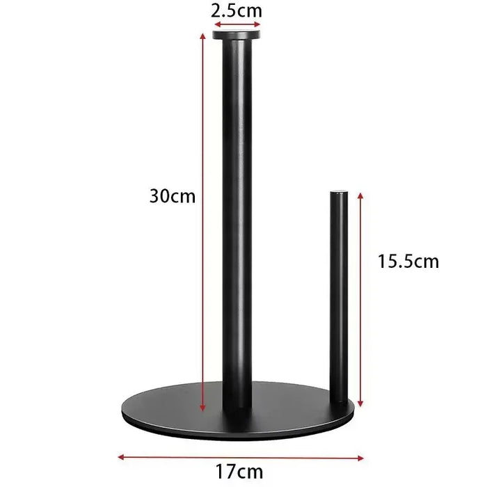 Stainless Steel Kitchen Roll Holder with Weighted Base - Heavy-Duty Countertop Organiser