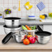 6-Piece Stainless Steel Nesting Mixing Bowls with Black Lids and Non-Slip Bases