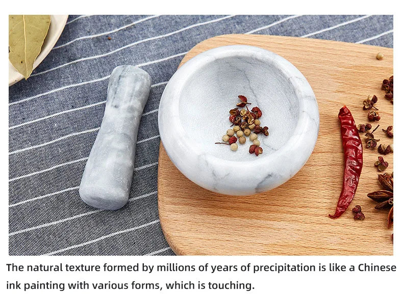 Marble Mortar & Pestle — White Marble Herb and Spice Grinder