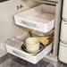 Pull-Out Cabinet Organiser Tray with Handle — Plastic, Reusable (White, M/L)