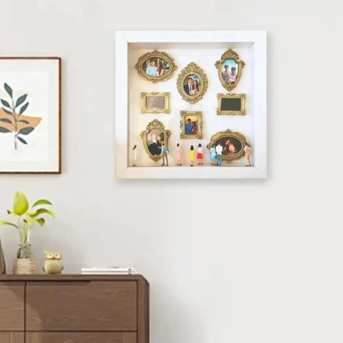 Mini Museum Silhouette Photo Box – DIY Memory Display Kit with Frames & Figurines