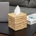 Woven Wooden Tissue Cube — Square Decorative Tissue Box Stand (1pc)