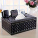 Faux Leather Tissue Box Cover with Remote Holder — Living Room & Desktop Organiser