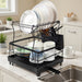 2-Tier Dish Drainer Rack with Utensil Holder – Space-Saving Metal Drying Rack