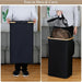 Foldable 2-Section Laundry Hamper with Lid — Bamboo Handles & Removable Bag