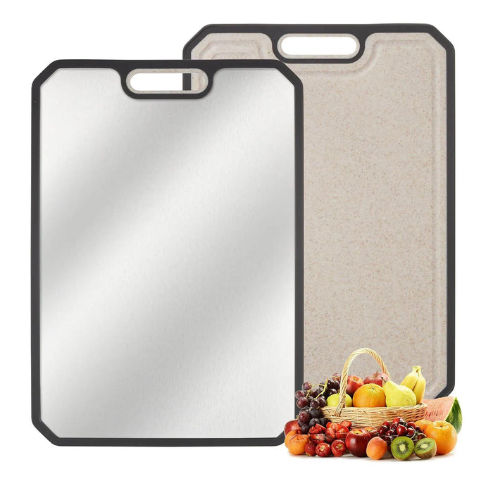 Titanium Double-Sided Cutting Board with Deep Juice Grooves & Handles — 25 x 38 x 1.2 cm