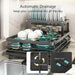 2-Tier Dish Drainer Rack with Drip Tray and Swivel Drain Spout, Utensil & Cup Holders