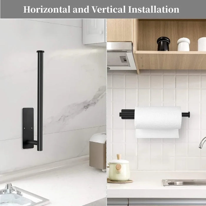 Stainless Steel Punch-Free Paper Towel Holder – Under-Cabinet Roll & Film Dispenser