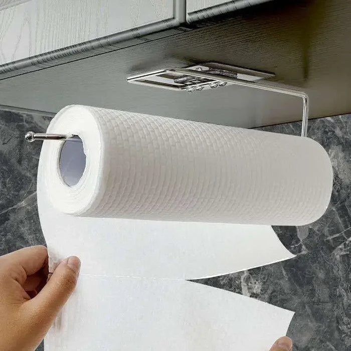 Under-Cabinet Self-Adhesive Paper Towel Holder — Stainless Steel, 27 x 7 cm