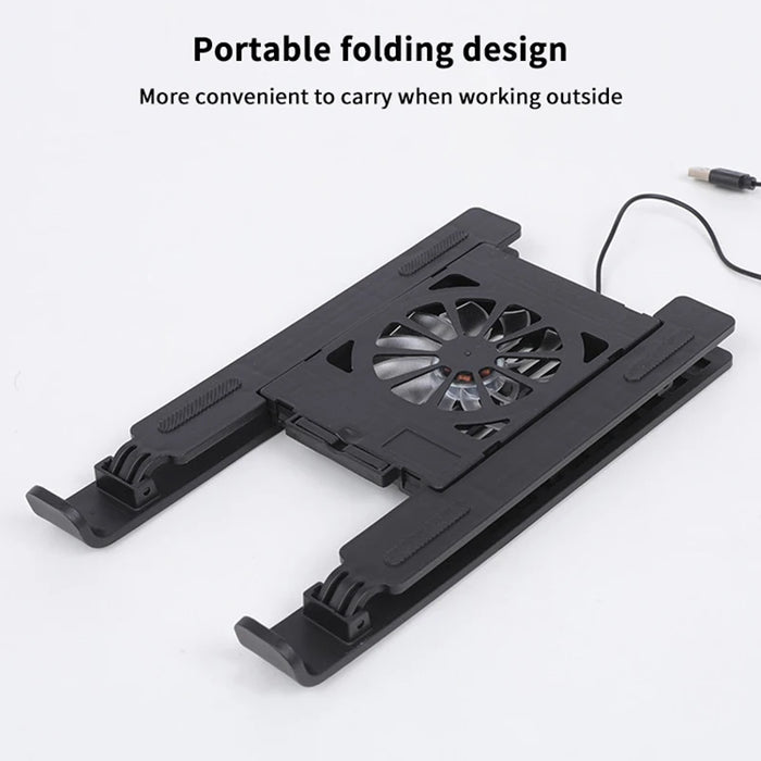 Foldable Laptop Cooling Stand with Single Fan - Portable Elevated Notebook Holder