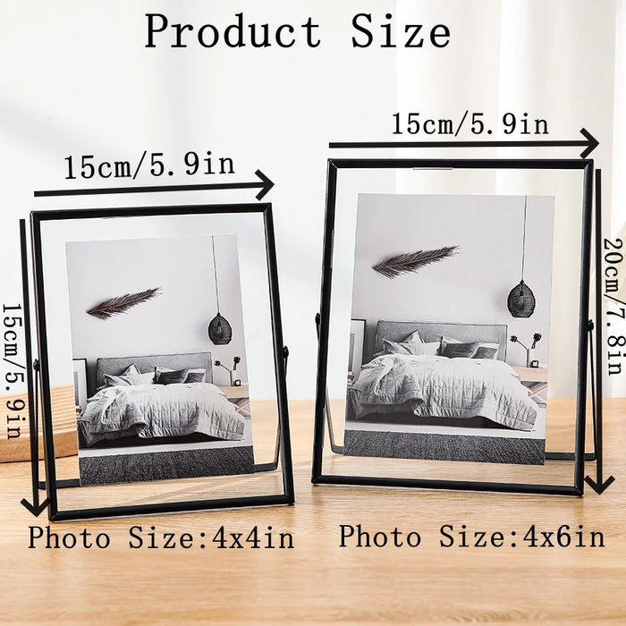 4- & 6-inch Metal Floating Photo Frame — Gold or Black with Transparent Acrylic Panels