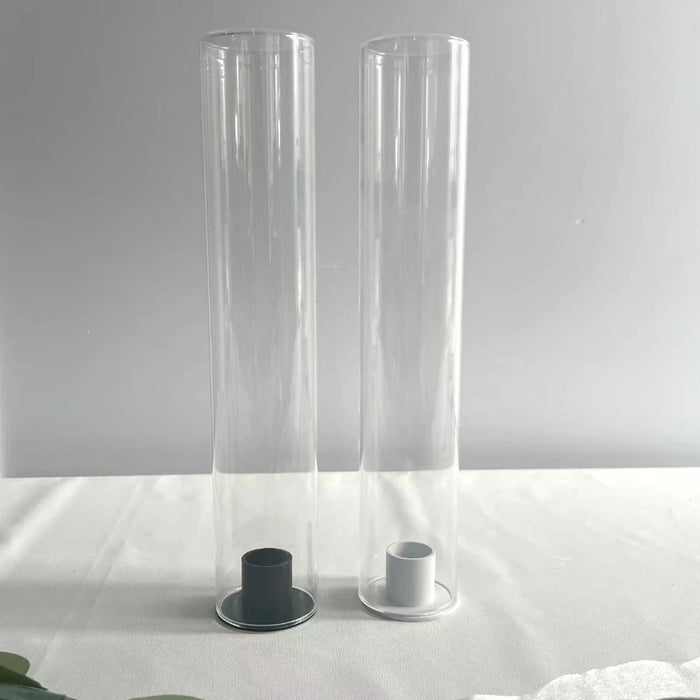 Set of 10 Glass Hurricane Candle Sleeves — 5cm x 27cm