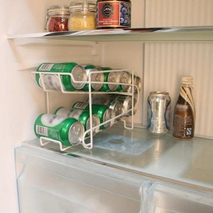 Double-Layer Metal Can Rack — 10-Can Fridge & Pantry Organiser, 35 x 15 x 19cm